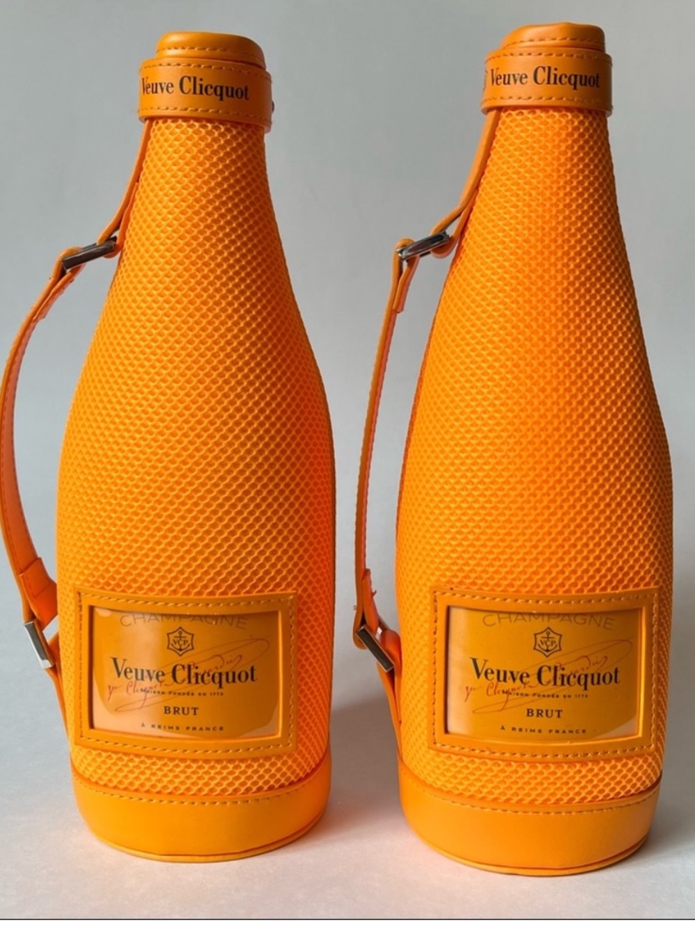 Veuve Clicquot Orange Champagne Bottle Travel Tote SET OF 2
